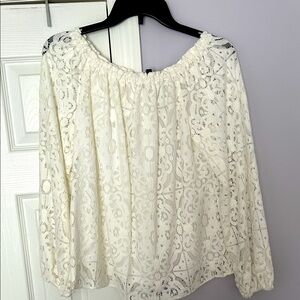 White House Black Market Cream Lace Blouse
